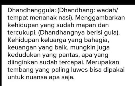 pitutur luhur tembang dhandhanggula pada 5 Guru lagu : u,u,i,u,o Guru wilangan : 7,10,12,8,8 Guru gatra : 5 Watake tembang Gambuh Watake yaiku kakulawargan/akrab, sumadulur