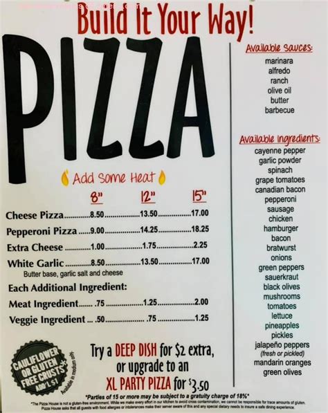 pizza house sidney menu  Three separate dining rooms with working fireplaces are available for private parties