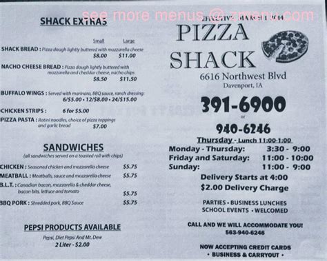 pizza shack davenport ia  Get Directions 563-323-3030