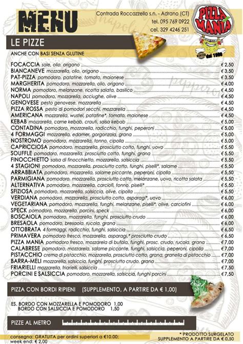 pizzamania menu  Do iných lokalít účtujeme cenu podľa aktuálneho cenníka