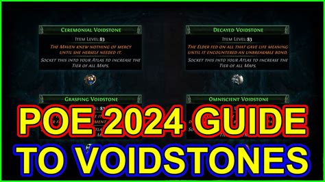 poe voidstones  PRO TIP: When setting up to run this strategy it is recommended that you purchase enough materials to complete a sizeable set of maps, failing to do this makes selling your drops far more difficult and you'll constantly be trading to purchase additional materials