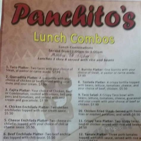 ponchitos menu OPEN NOW