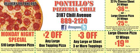 pontillos coupon  The most recent offer is Get our Giant Cheesy Calzone with 2 Toppings for $10