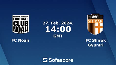 posiciones de fc noah contra fc shirak gyumri  The match starts at 3:00 PM on August 18th, 2023