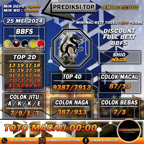 prediksi toto maco hari ini  Prediksi Togel Toto Macau Jitu Hari Ini 09 Desember 2023