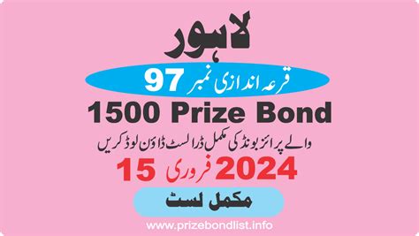 prize bond.net  1500 Draw date result listed on this page