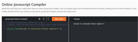 programiz javascript online compiler  Learn Faster Practice is key to mastering coding, and the best way to put your JavaScript knowledge into practice is by getting practical with code