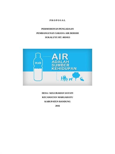 proposal pengadaan air bersih  0 penilaian 0% menganggap dokumen ini bermanfaat (0 suara) 22 tayangan 6 halaman