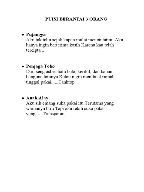 puisi berantai 3 orang tentang pramuka  PENULIS = Buku diary