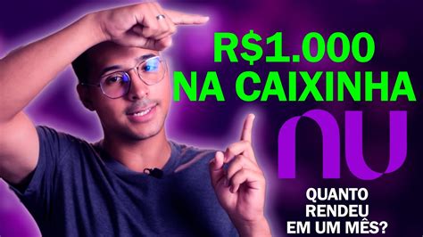 quanto rende 7000 reais no nubank por mês  Isso significa que, em média, a Caixinha com RDB tem um rendimento de 1,07% ao mês