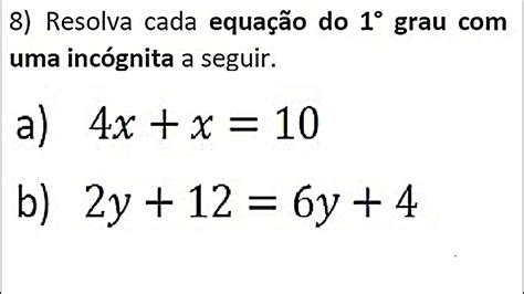 quiz sobre equação do 1 grau  e