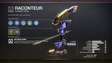 raconteur god roll  They always drop fully masterworked