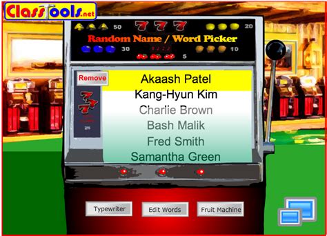 random name generator fruit machine  Spin the wheel / fruit machine and decide to pick a competition winner! A fun app for teachers, classrooms, raffles, contests! A coin-operated gambling machine that produces random
