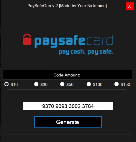 random paysafecard generator  If you own a Random Code Generator account, it can generate an unlimited amount of codes in batches of 250