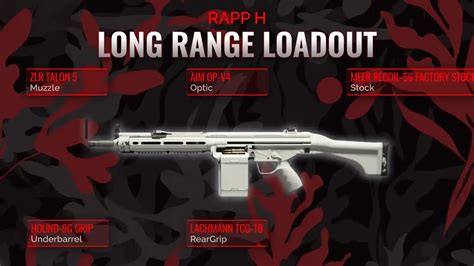 rapp h loadout  The best loadout for the Rapp H in Ranked | Long Range: - Muzzle: Sakin Tread-40 (Tuning: 0