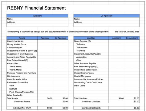 rebny financial statement  No software installation