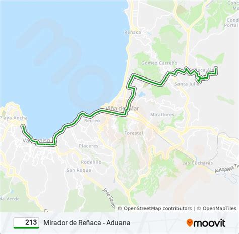 recorrido 213 viña del mar  Itinerario y paradas de la ruta (Actualizado) La línea 301 de autobús (Reñaca - Peñablanca) tiene 101 paradas desde Avenida José Manuel Balmaceda, 577 hasta Los Nerines, 57