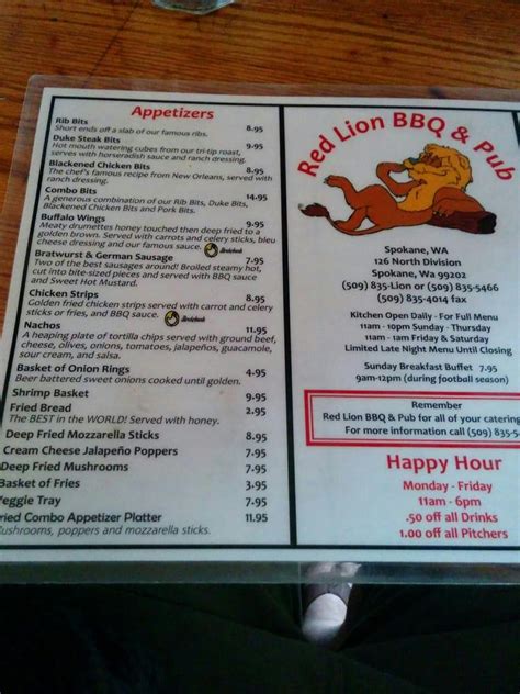 red lion pub spokane menu  Related Pages