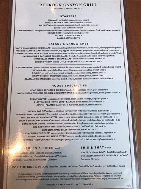 redrock canyon grill southlake menu  2221 East Southlake Boulevard, Suite 360