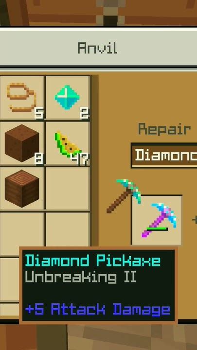 repair diamond pickaxe  First, use the obsidian to create a pickaxe head