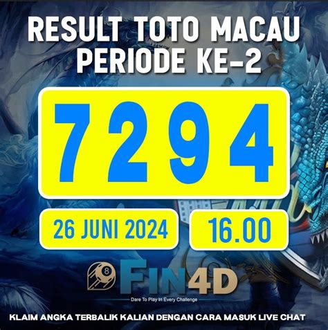 result makau Sunday, October 1 2023 (GMT+7) Full Result About Toto Macau: DRAW RESULT : 7725Result Toto Macau 4D 2023: 31/05/2023: 0824: 3941: 5040: 2270: 7828: 30/05/2023: 8173: 0988: 1378: 9487: 2105: 29/05/2023: 4298: 6875: 5070: 8164: 7733: