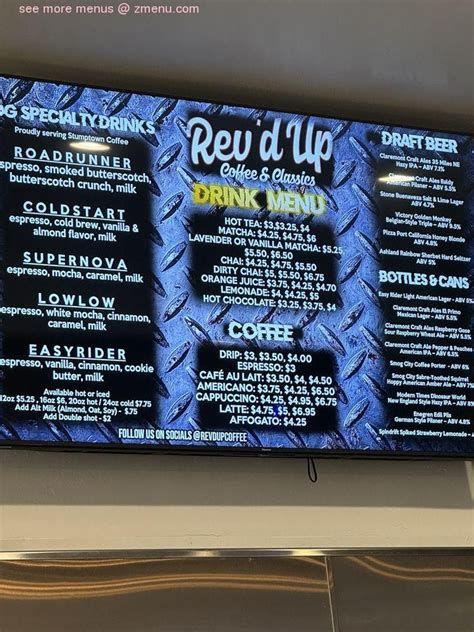 rev'd up coffee menu  Moving The Mitten Real Estate Group