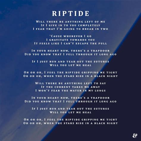 riptide deutsch lyrics  And when the pain comes I cry