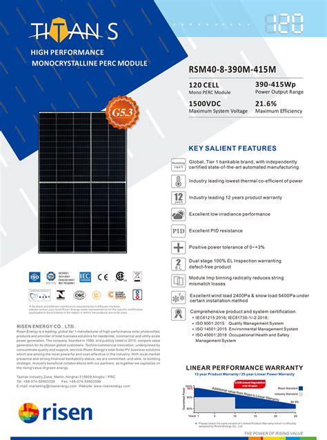 risen 390w datasheet 05%/K ; Temp