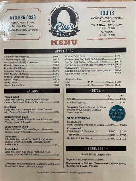 riss's place menu  Create new account