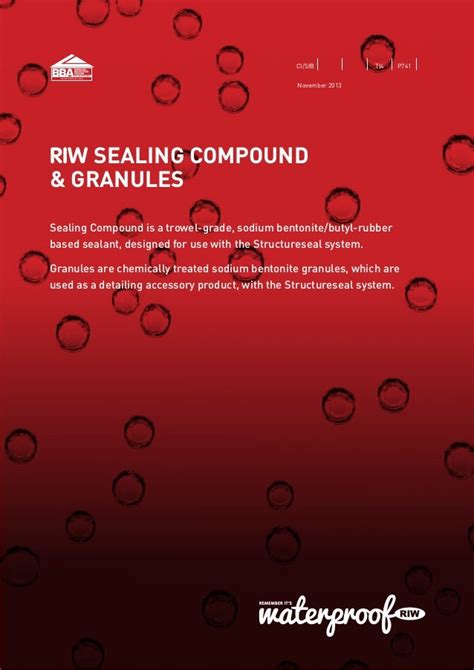 riw sealing compound RIW has a broad range of high performance structural waterproofing products