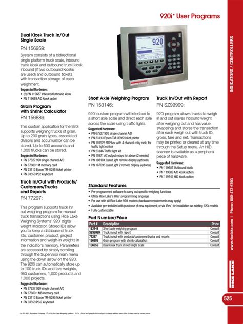 rl 920i user programs 920i Programming Reference - Introduction 1 About This Manual This manual is intended for use by programmers who write iRite applications for 920i® digital weight indicators