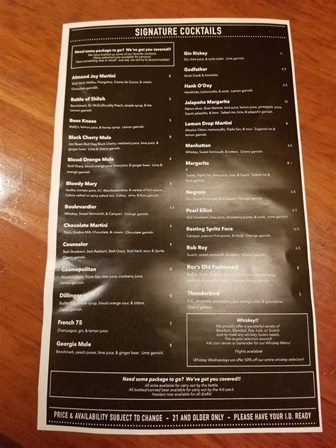 roc's blackfront tavern and grill menu  The Ville Pub & Grill