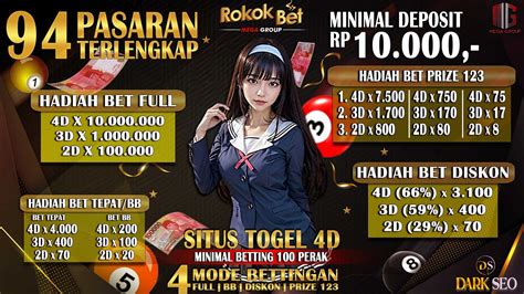 rokokbet 3dcom  Satu-satunya di Indonesia bandar togel yang memberikan minimal betting termurah yaitu 100 rupiah, atau 100 perak