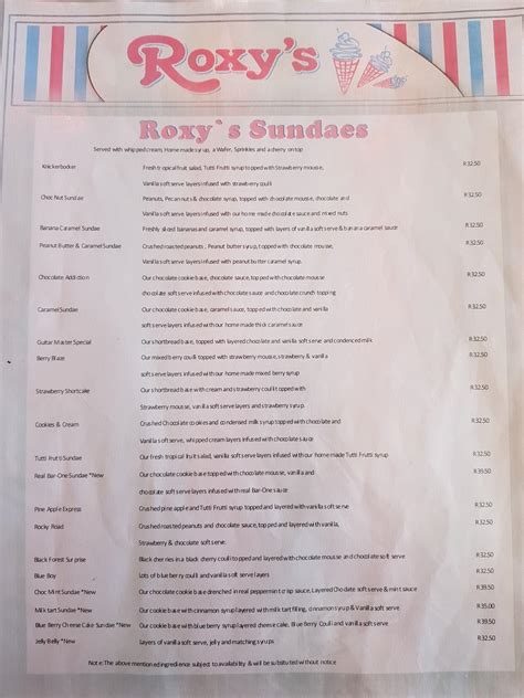 roxy's diner & ice cream parlour welkom photos  We are currently serving locally sourced breakfast, lunch, snacks, desserts, our special handmade Newfield ice cream & sorbets, delicious homemade cakes, drinks and more! We have indoor and outside seating available (please call us for indoor table bookings)