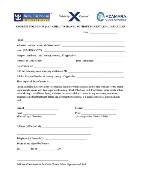 royal caribbean parental consent form  Royalty Caribbean's Parental Travel Consent Make gives a child who has not reach the age of majority a right to travel on a cruise deliver without parents