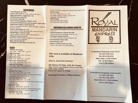 royal mandarin meadows menu  