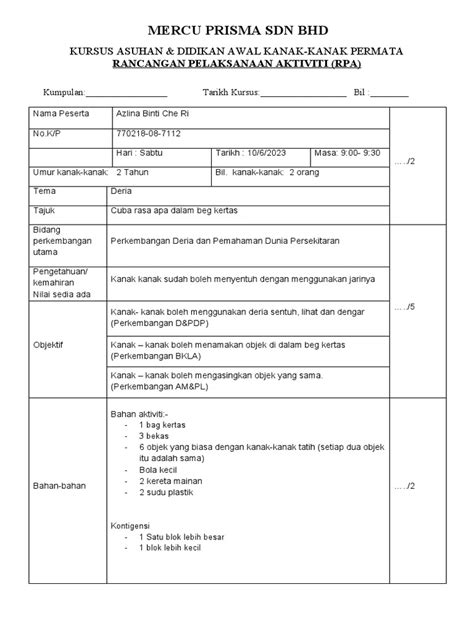 rpa perkembangan deria dan dunia persekitaran  Oleh : Nor Azura ismail pnnorazuraismail@gmail