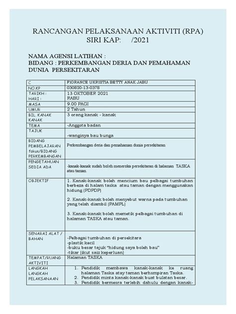 rpa perkembangan kreativiti dan estetika muzik 4 tahun  2