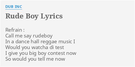 rude boy dub inc lyrics  Support us by sharing with your friends and promoting, while we continue to add current songs from 2023 that you can download for free
