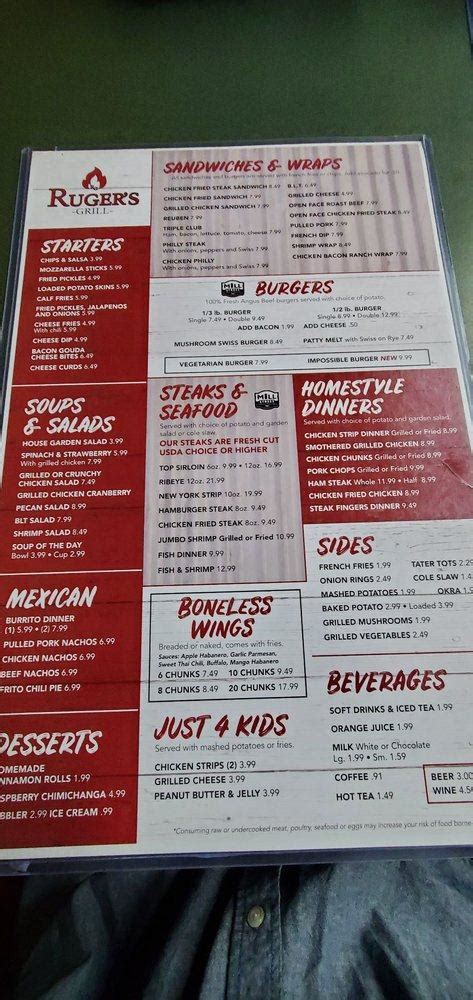 ruger's grill menu  Mild or spicy