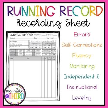 running record conversion chart  This promotes consistency of approach because all