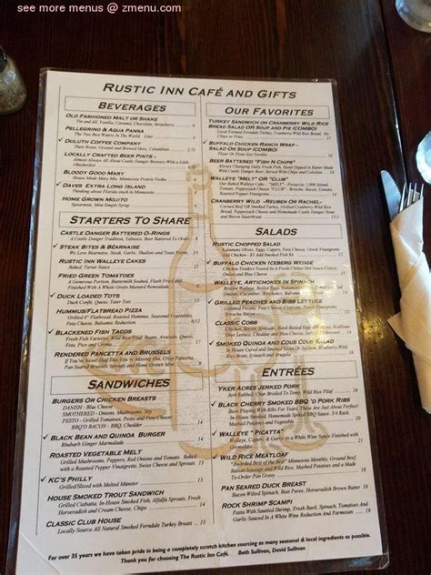 rustic inn cafe menu  111 photos