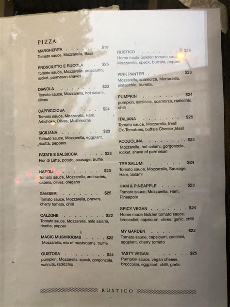 rustico katoomba menu B