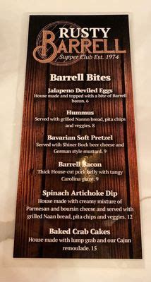 rusty barrell supper club inc menu 00 Grilled Shrimp Skewer Prime Rib (16 oz