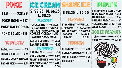 ryders poke and shave ice  Ululani’s is named after the owner, a woman that grew up in Kalihi, Oahu, and spent her youth eating the finest shave ice possible