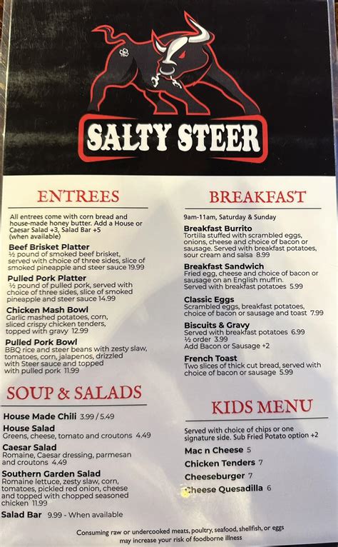 salty steer danbury wi menu IMPORTANT