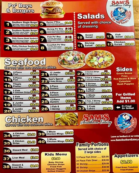 sam's southern eatery alexandria menu  The wife loves it too