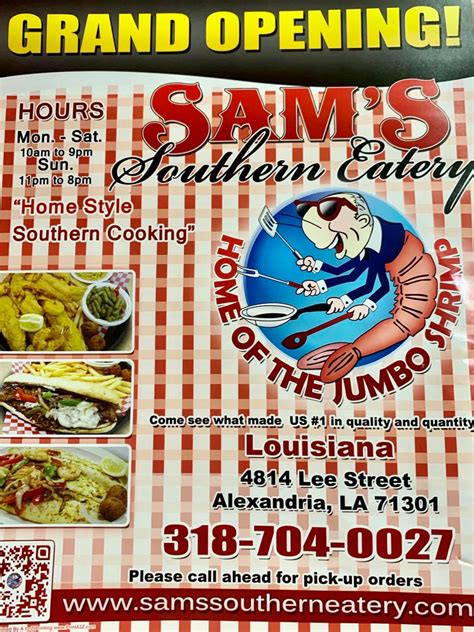 sam's southern eatery alexandria menu  Sam's Southern Eatery, Alexandria: See 2 unbiased reviews of Sam's Southern Eatery, rated 5 of 5 on Tripadvisor and ranked #73 of 164 restaurants in Alexandria