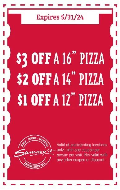 sammy's pizza coupons  Serving the best pizza & Italian favorites since 1954