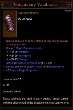 sanguinary vambraces  Is this item worth using for the thorns build? comments